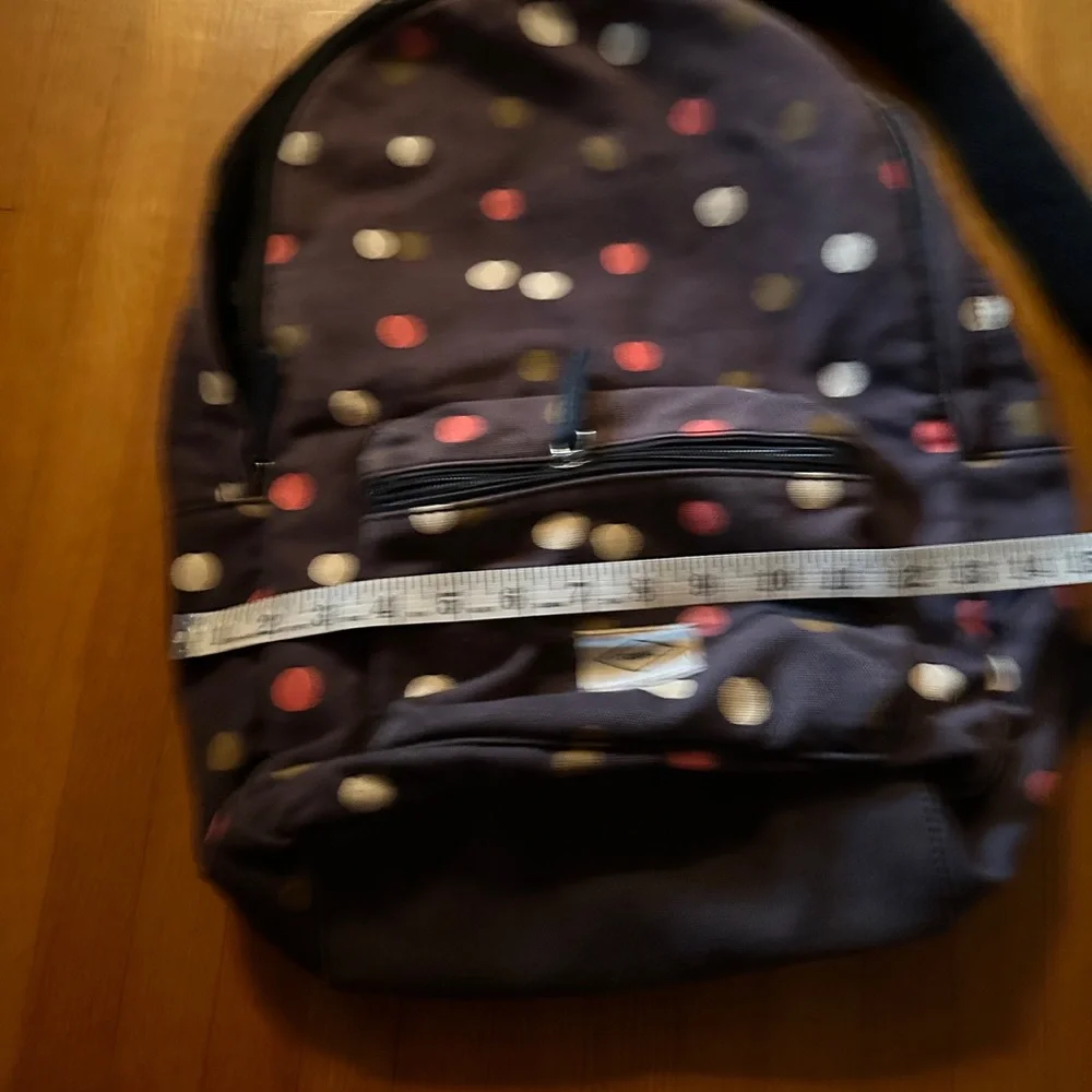 Fossil ELLA Canvas Laptop Backpack Navy Blue Polka Dots Book Bag